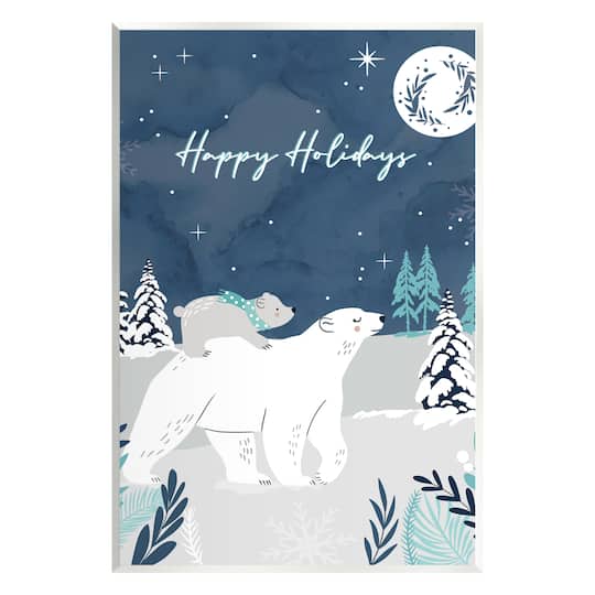 Stupell Industries Happy Holidays Winter Snow Bears Wall Plaque Art